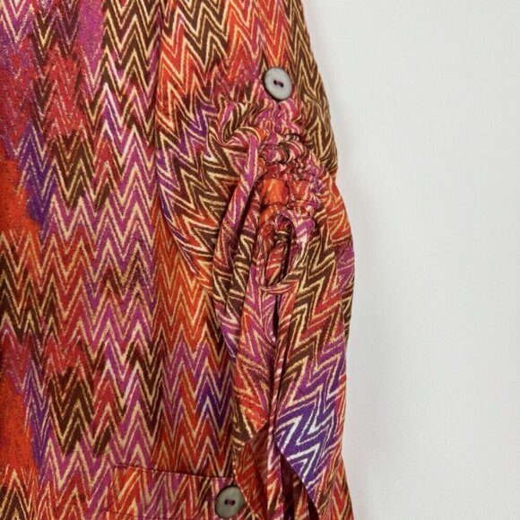 John Mark Geometric Colorful Button Down Blouse Fun Artsy Lightweight Small - Picture 2 of 8